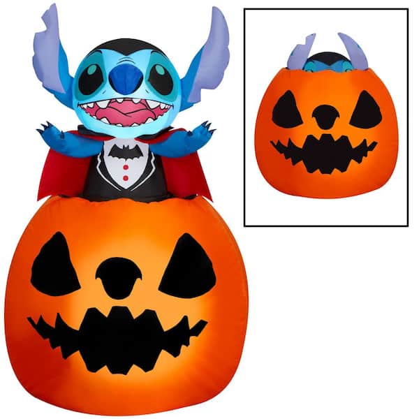 5 ft Animated Airblown-Vampire Stitch Popping Out of Pumpkin Halloween Inflatable