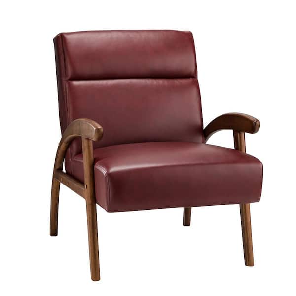 JAYDEN CREATION Eileithyia Burgundy ArmChair with Solid Wood Legs