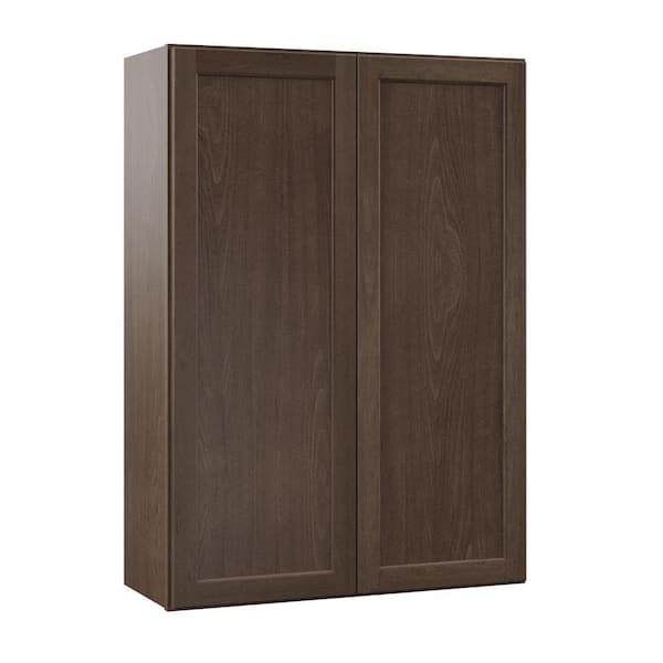 Hampton Bay Shaker 30 in. W x 12 in. D x 42 in. H Assembled Wall Kitchen Cabinet in Brindle