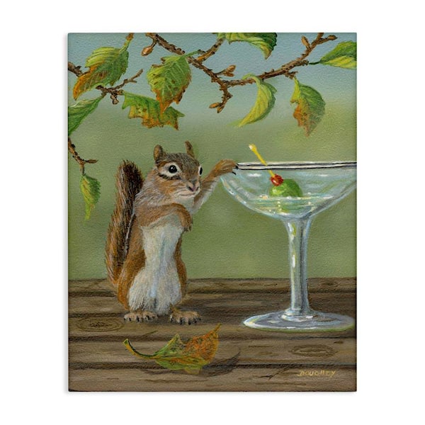 Stupell Industries Happy Hour Chipmunk by Terry Doughty Unframed Food Graphic Art Print 30 in. x 24 in.