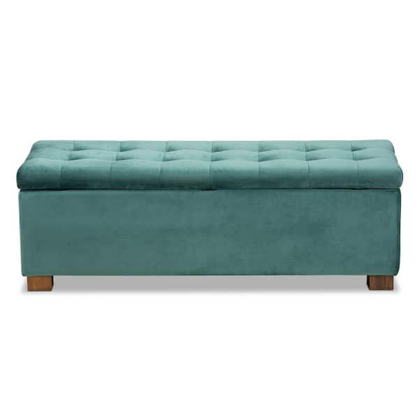 Baxton Studio Roanoke Teal Blue Storage Ottoman Bench 160 9930 HD