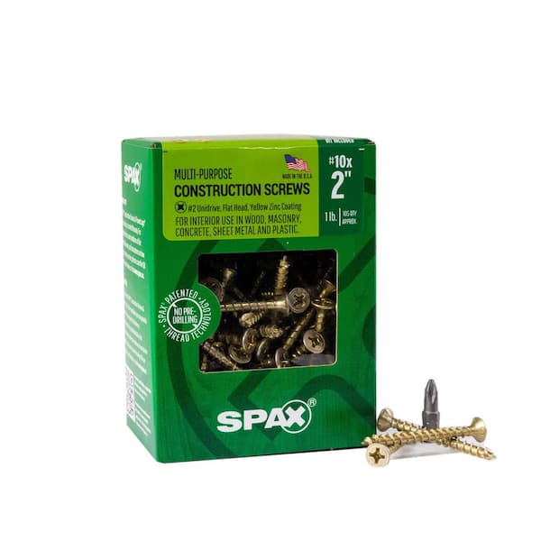 SPAX #10 x 2 in. Interior Flat Head Wood Screws Construction Phillips Square Unidrive (105 Each) 1 LB Bit Included