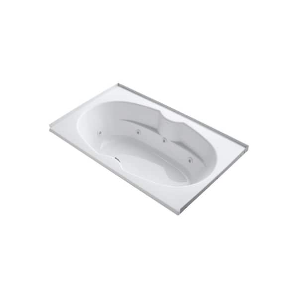 KOHLER 6 ft. Whirlpool Tub with Heater and Center Drain in White