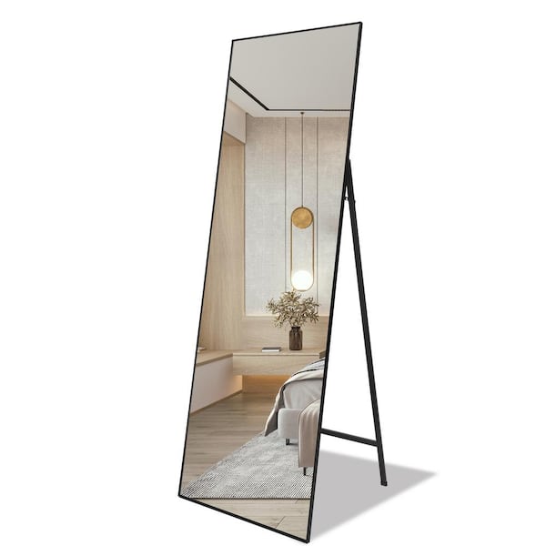 64.9 in. H x 21.9 in. W Modern Rectangle Metal Framed Black Full-Length  Standing Mirror