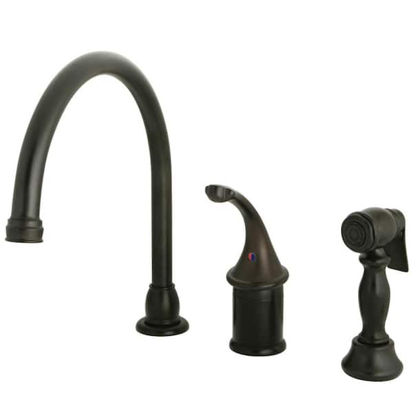 Kingston Brass Georgian Single-Handle Deck Mount Widespread Kitchen Faucets with Brass Sprayer in Oil Rubbed Bronze