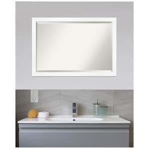 Medium Rectangle Matte White Beveled Glass Modern Mirror (27.25 in. H x 39.25 in. W)