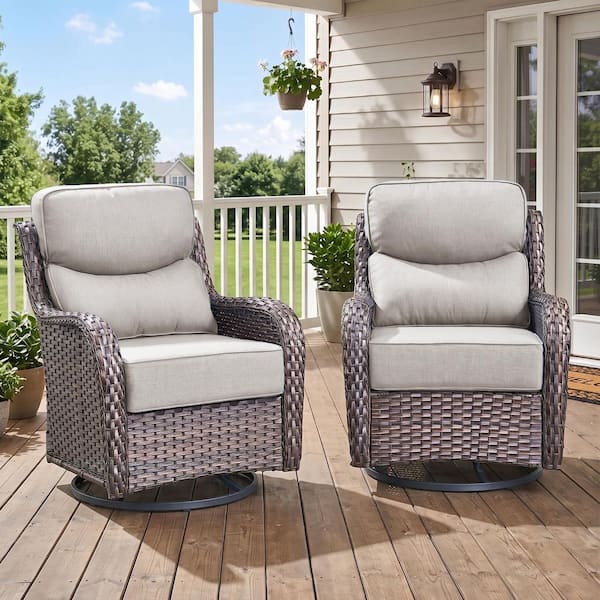 moosprr MoonLuxe Brown Swivel Glider Wicker Outdoor Rocking Chair