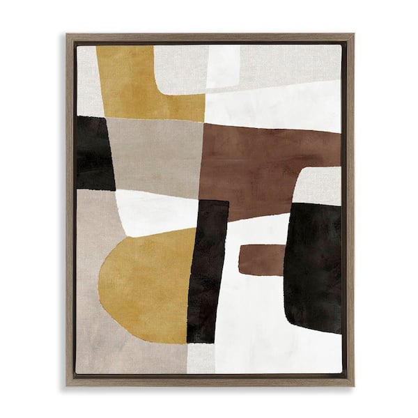 Stupell Industries Abstract Shapes in Earth Tones by Amber Sterling Brown Floater Frame Abstract Graphic Art Print 21 in. x 17 in.