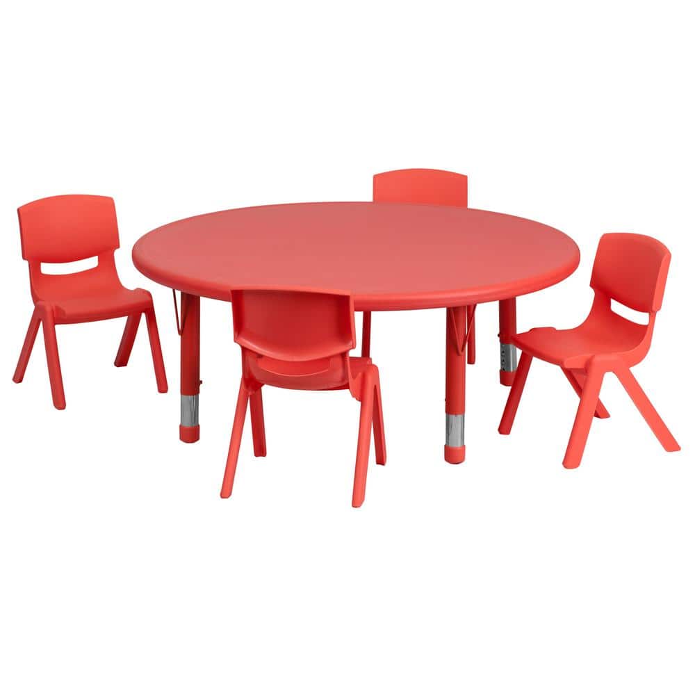5-Piece Round Metal Top Table and Chair Set in Red price history on PriceWatchPro