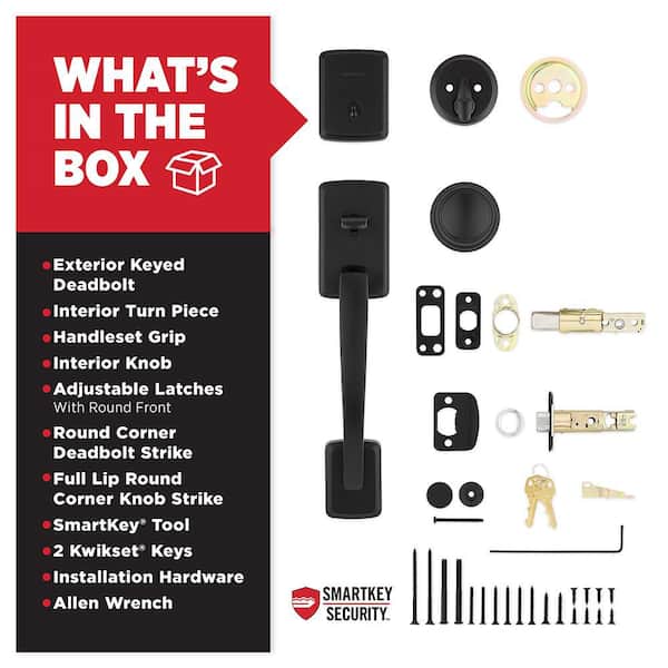 Kwikset Brentford Matte Black Single Cylinder Door Handleset with