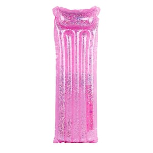 67 in. Inflatable Pink Glitter Swimming Pool Lounge