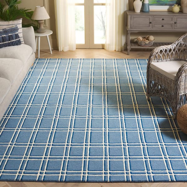 Genre 9 ft. x 12 ft. Blue/Ivory Refracted Geometric Tile Area Rug