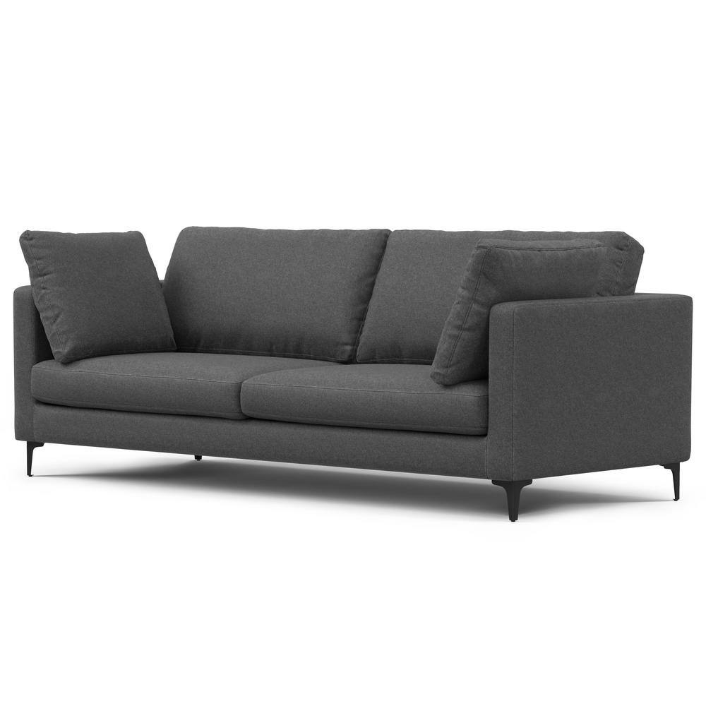 Ava 90-Inch Pebble Grey Performance Fabric Sofa with Metal Legs