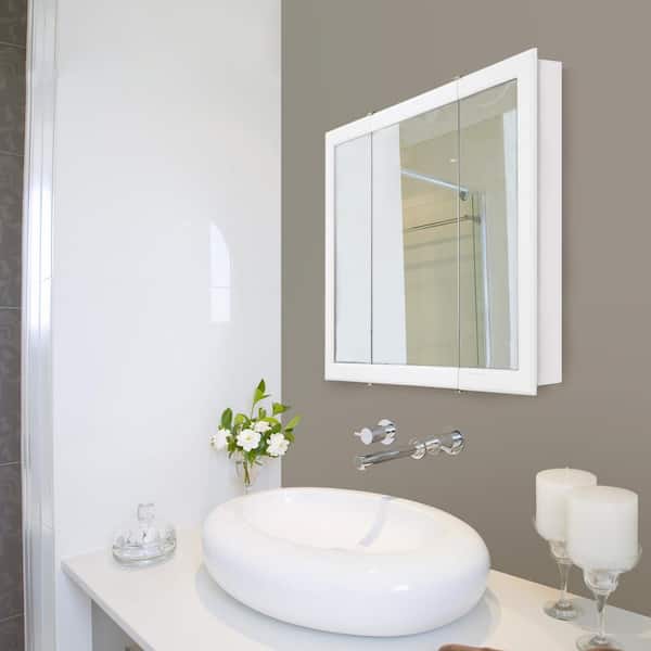 Design House Concord 30 in. W x 30 in. H Rectangular White Semi-Gloss Wood Surface Mount Medicine Cabinet with Mirror