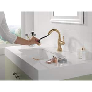 Cassidy Single-Handle Single-Hole Bathroom Faucet with Pull-Down Spout in Champagne Bronze
