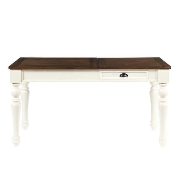 Steve Silver Joanna 60" W Rectangle Ivory and Mocha Wood One Drawer Writing Desk with Lift Top