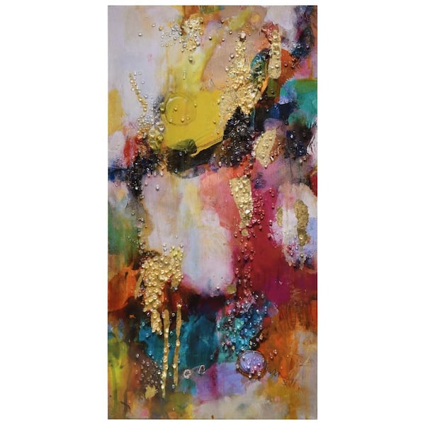 Colorful Symphony I Crystallus Epoxy Coated Wrapped Glossy Canvas Unframed Wall Art, 48 in. x 24 in.