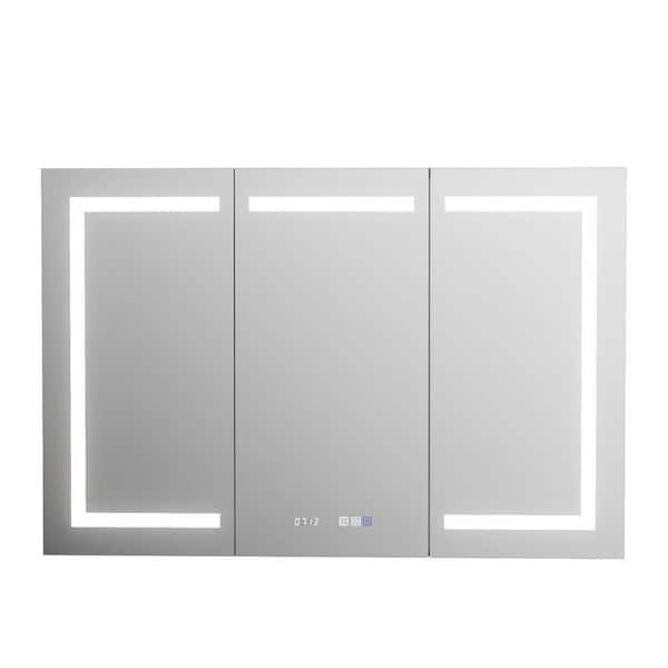 Hans 48 in. W x 32 in. H Rectangular Aluminum Medicine Cabinet with Mirror