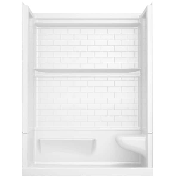 Classic 500 Tile Right Seat 32 in. L x 60 in. W x 75.76 in. H Alcove Shower Kit with Shower Wall and Shower Pan