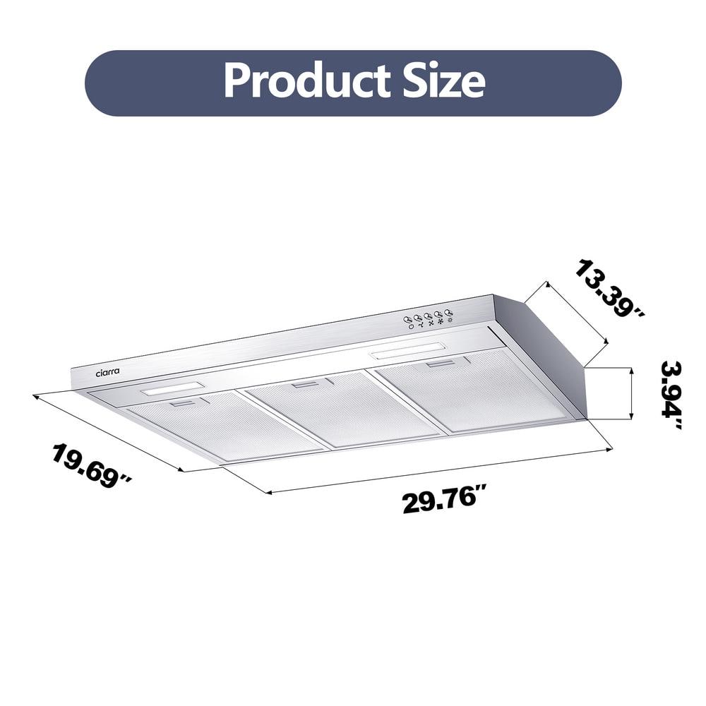 30-Inch Stainless Steel Convertible Under Cabinet Range Hood
