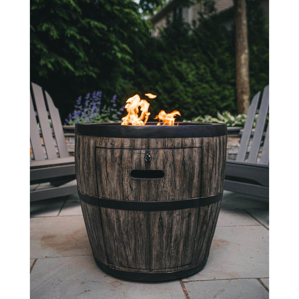 Buy 27 in. W x 24 in. H Outdoor Wine Barrel Gas Fire Pit with Fire ...