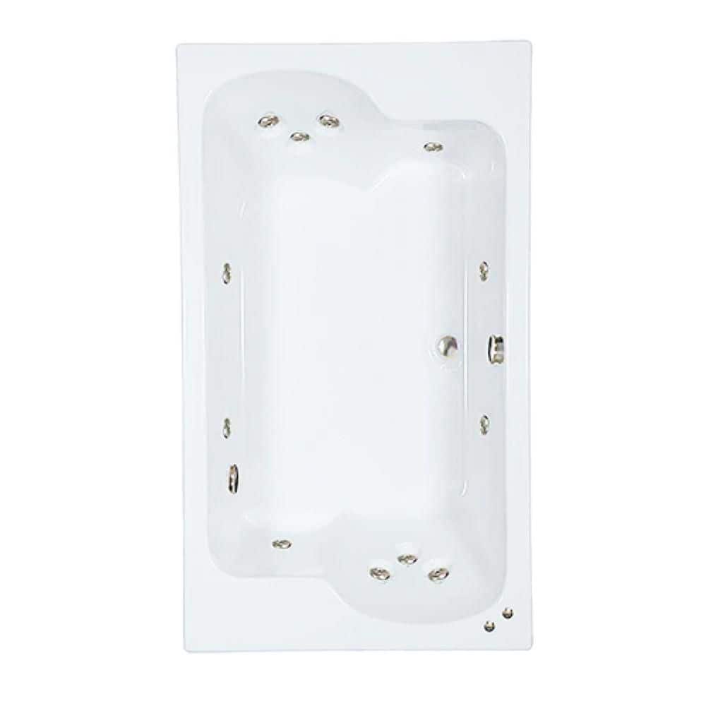 72 in. x 43 in. Acrylic Rectangular Drop-in Whirlpool Bathtub with Center Drain in Biscuit price history on PriceWatchPro