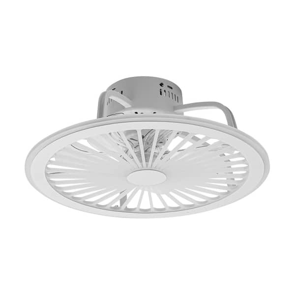 OUKANING 18.9 in. Integrated LED Indoor Modern White Round Ceiling Fan with Remote