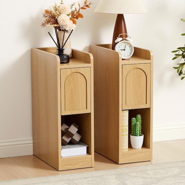 Arched Narrow Version Set of 2 Natural Drawer 15.75 in. Nightstand