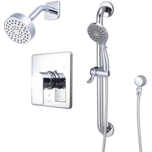 Single Handle 1-Spray Patterns Full 3.75 in. Wall Mount Handheld Shower Head Set in Head Chrome