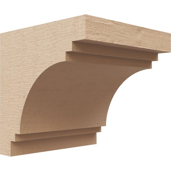 Ekena Millwork 4 in. x 4 in. x 4 in. Series 1 Wide Pescadero Rough Cedar Woodgrain Timberthane Polyurethane Corbel, Primed Tan