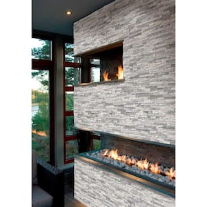 Take Home Tile Sample - Alaska Gray Ledger Panel 6 in. x 6 in. Natural Marble Wall Tile