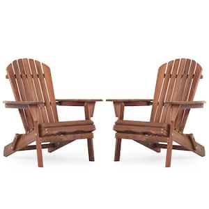 Wood Lounge Patio Chair for Garden Outdoor Wooden Folding Adirondack Chair 2-Piece