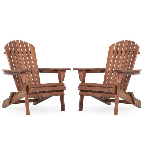 Sudzendf Wood Lounge Patio Chair for Garden Outdoor Wooden Folding Adirondack Chair 2-Piece