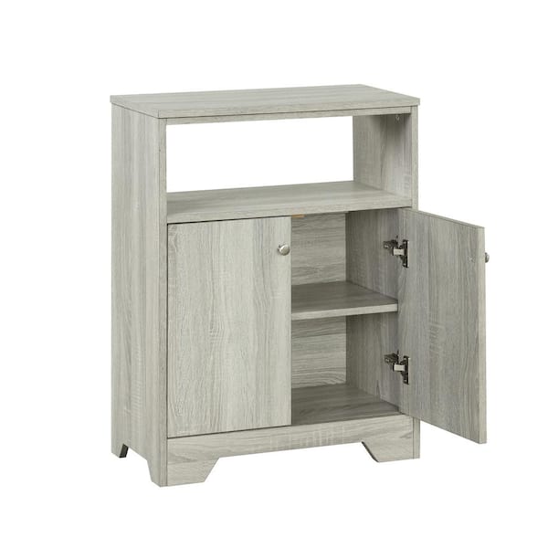 ES-DIY Allen 23.6 in. W x 11.8 in. D x 31.7 in. H Beige MDF Freestanding Linen Cabinet with Adjustable Shelves in Oak