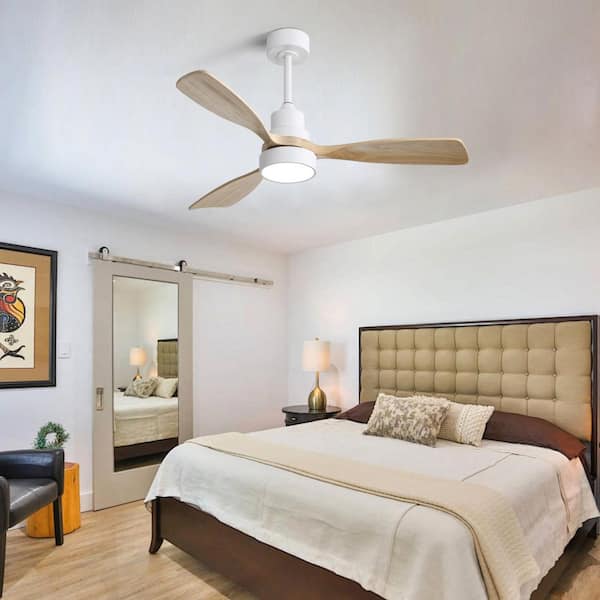 48 in. Indoor/Outdoor Matte White Ceiling Fan with Light, 6-Speeds Quiet Reversible DC Motor for Living Room, Bedroom