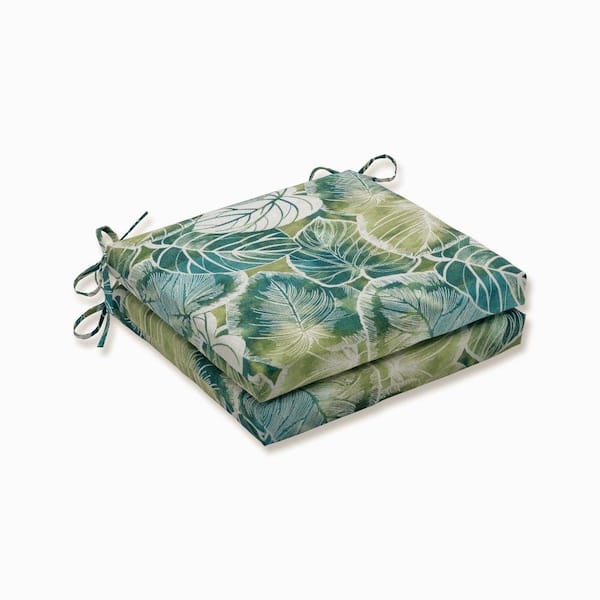 Pillow Perfect Floral 20 in. x 20 in. Outdoor Dining Chair Cushion in Green/Ivory (Set of 2)