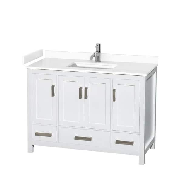 Wyndham Collection Sheffield 48 in. W x 22 in. D Single Bath Vanity in White with Cultured Marble Vanity Top in White with White Basin
