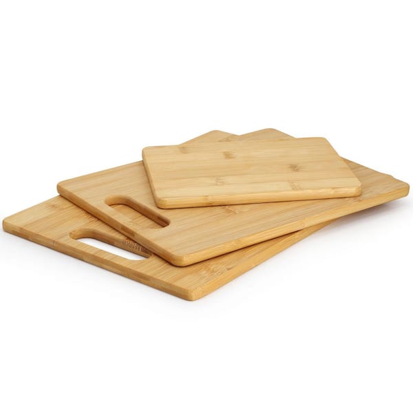 3 Piece 8 in., 11 in., and 13 in. Bamboo Wood Cutting Board Set