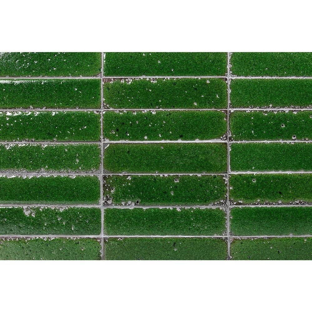 Ivy Hill Tile Magma Stone Green Brick 3 in. x 12 in. 19mm Glazed Subway