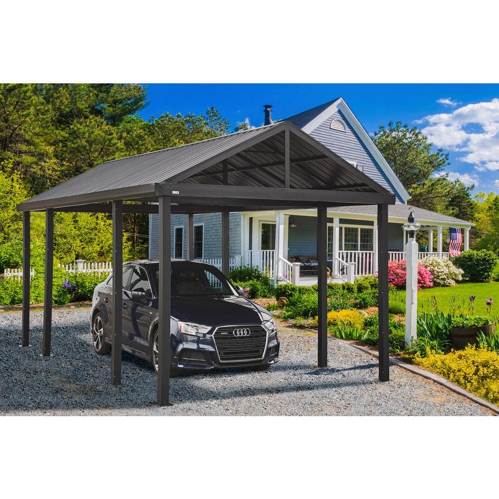  Sunjoy Carport 11 ft. x 20 ft. Wood Gazebo Heavy Duty Garage,  Cedar Framed Gazebo Car Shelter with Metal Roof and Movable Ceiling Hook by  AutoCove : Patio, Lawn & Garden