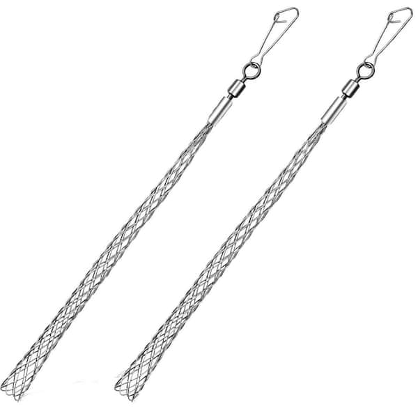 Mesh Metal Cable Puller Socks Wire Pulling Grip Electrical Tool Galvanized Steel Silver 2-Pack for Heavy Cables
