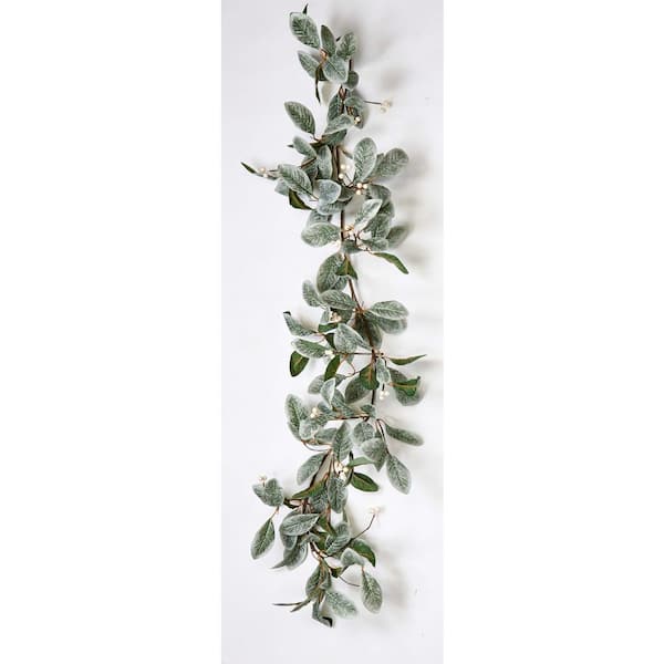 Unbranded 5 ft. Magnolia Leaf Garland with White Berries