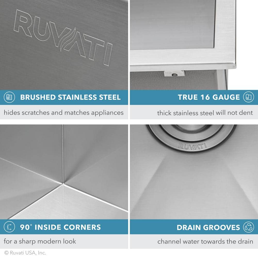 Ruvati 33" Stainless Steel Double Bowl Kitchen Sink