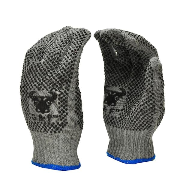 G & F Products 100% Natural Cotton PVC Dots Large Gloves - Dozen