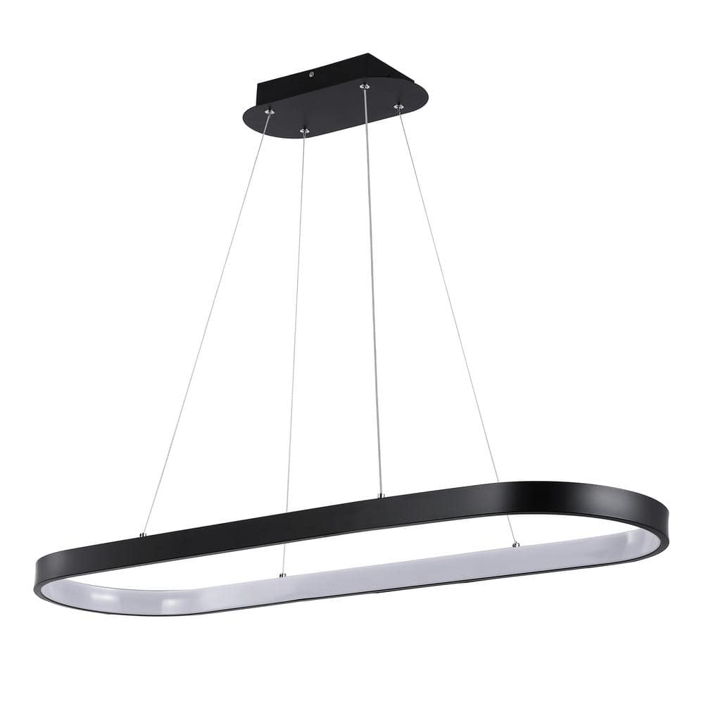 Nolan 38.75" Satin Black Modern Bohemian LED Linear Pendant