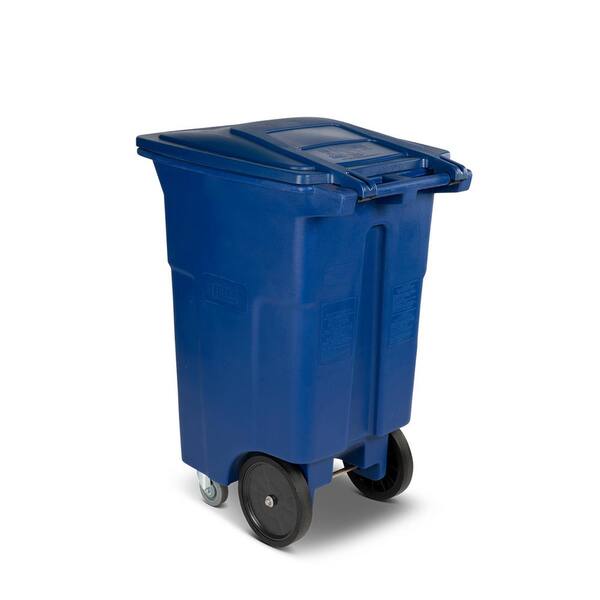 Toter 64 Gal Blue Trash Can With Wheels And Lid 2 Caster Wheels 2 Stationary Wheels Acc64 00blu The Home Depot