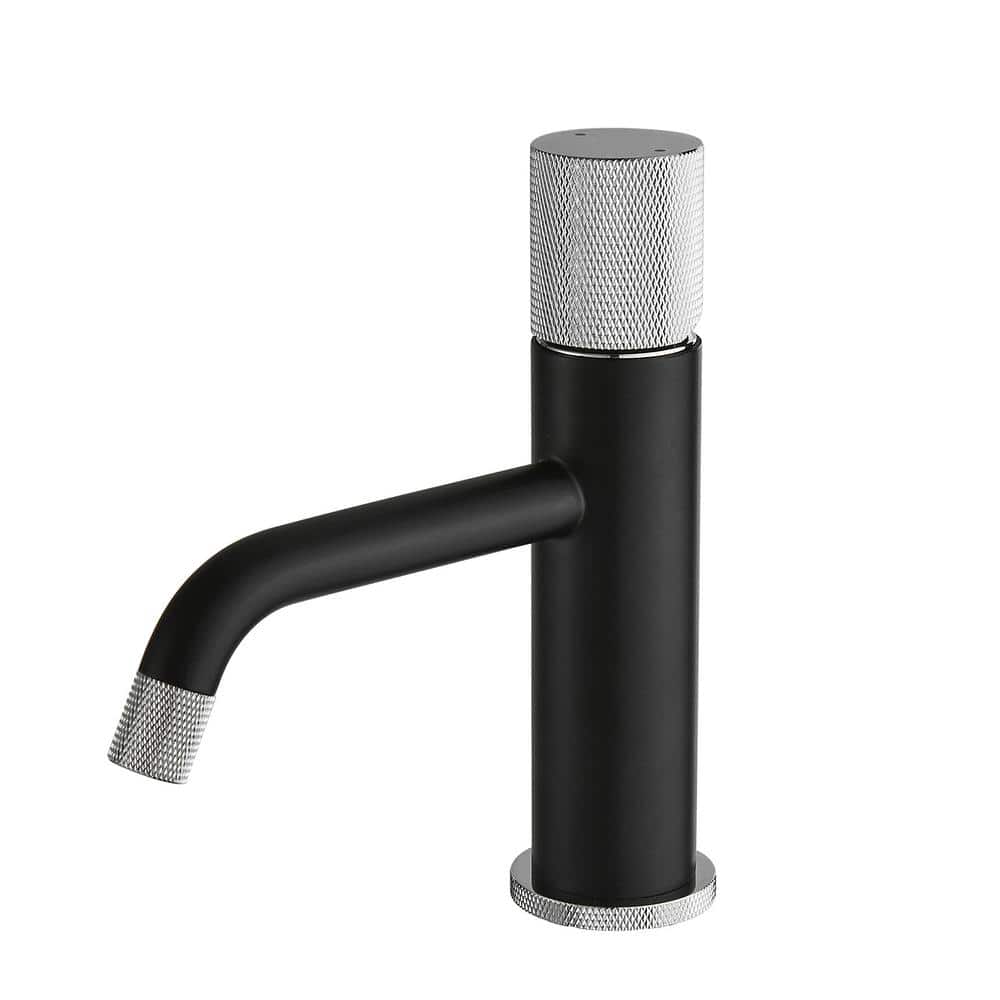 Single Handle Rose Faucet Brass Bathroom Basin Faucet, Knurling Design Deck