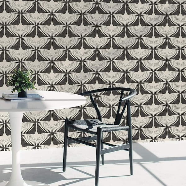 Gray Feather Flock Removable Peel and Stick Wallpaper Panel