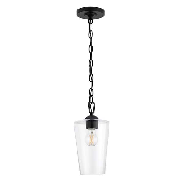 Celino 6.5 in. 1-Light Black Mini-Pendant with White Glass Shade for Small Dining Room, for Breakfast Nook