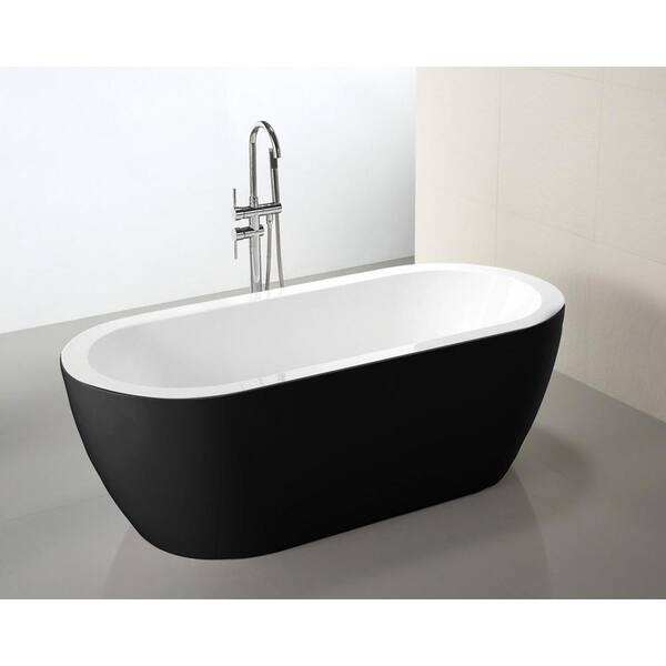 MTD Vanities Venice 67 in. Acrylic Flatbottom Non-Whirlpool Bathtub in Black